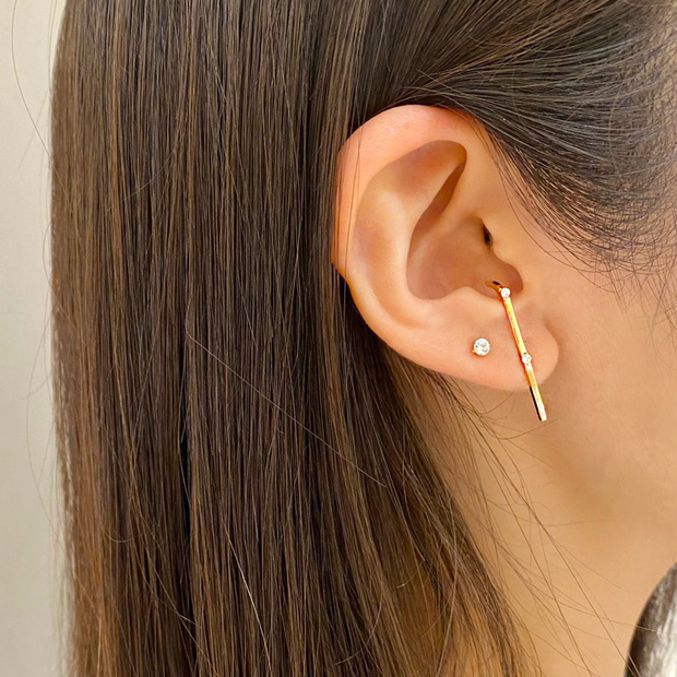 SJX W】LAB-GROWN DIAMOND (SYNTHETIC DIAMOND) SEMI NUDE PIERCED