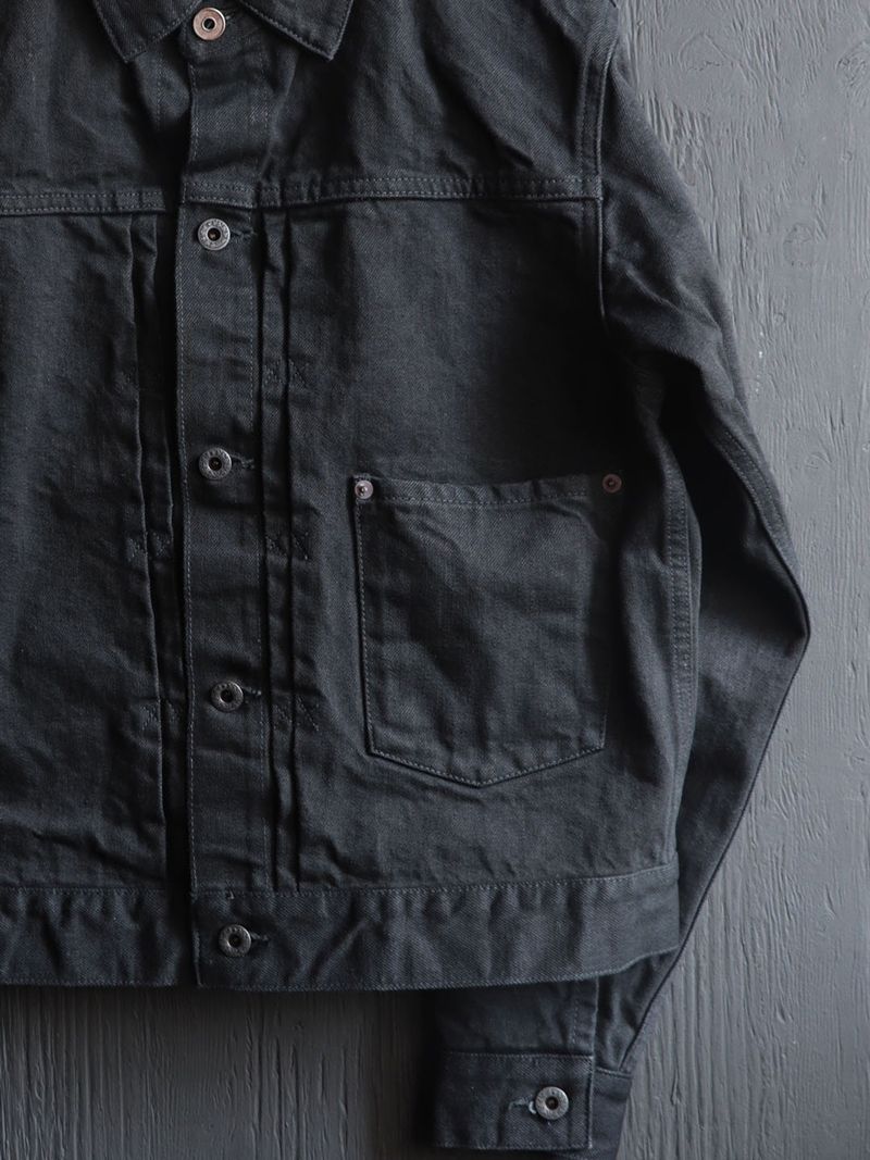 BLACK SIGN - 15oz BLACK DENIM PLEATS JACKET (DEEP BLACK) | SKANDA