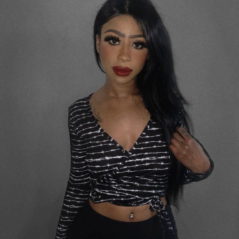 l*2様 HONEY MEW レースアップドッキングトップス ブラック×白ブラウ