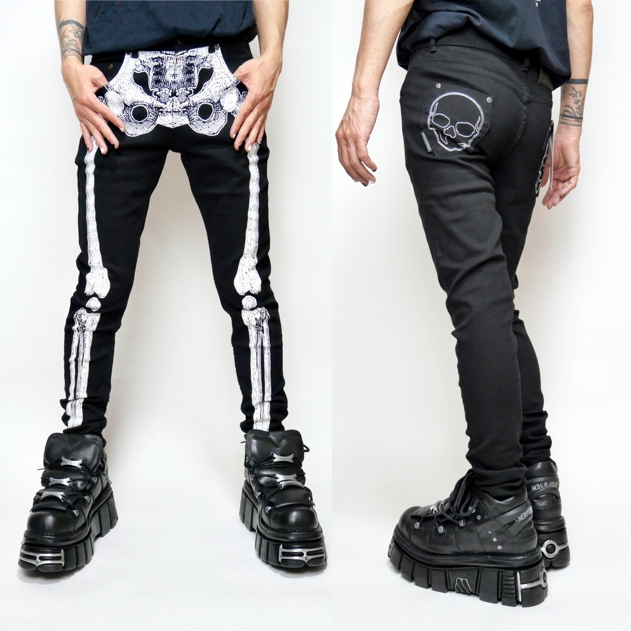 Skeleton Skinny Jeans White Bone / スキニーパンツ【KREEPSVILLE 666