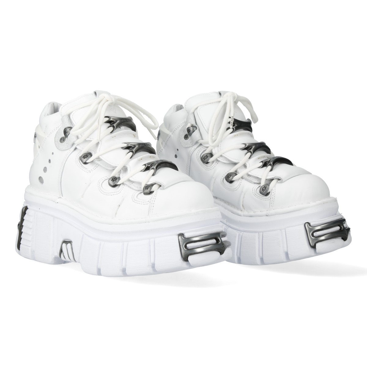 取り寄せ]M-106-S121 / ホワイト / プレート / 厚底スニーカー / 本革