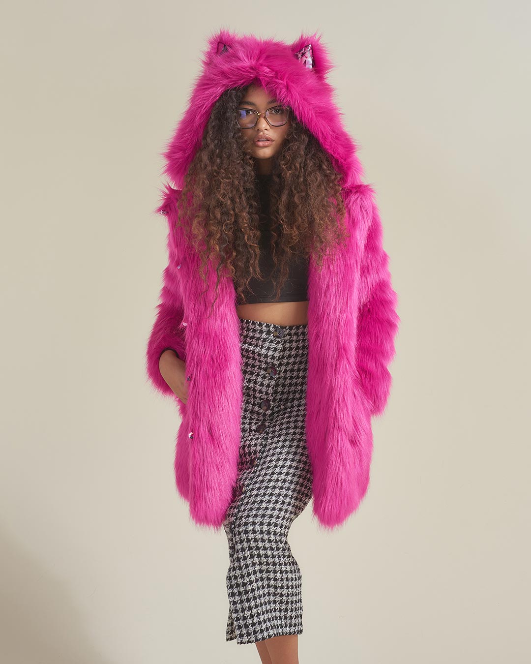Pink Faux Fur Coat Womens | Lipstick Wolf - SpiritHoods