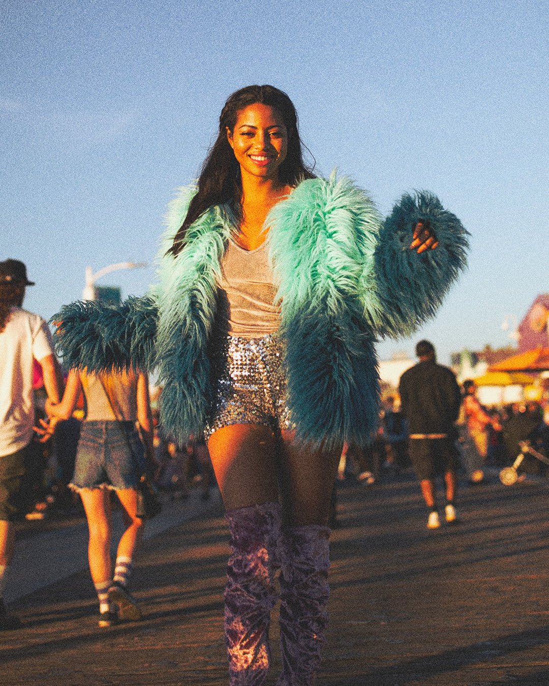 Sea Alpaca Faux Fur Bomber Jacket for Women - Coastal Chic