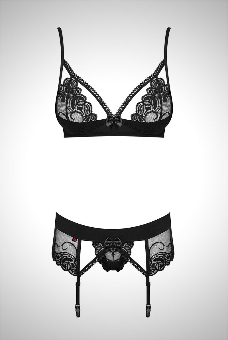 Wonderia set | パッド入りレースブラ＆ガーターベルト＆Tバック3点