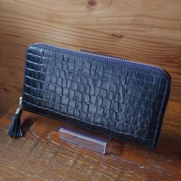 ほぼ未使用☆フェリージ/Felisi【☆ジップ長財布/913/クロコ型押し