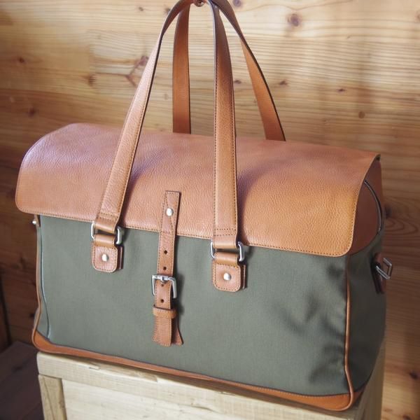 極上☆(英)ダンヒル/dunhill【☆ボストンバッグ/カーキ×茶/コンビ仕様