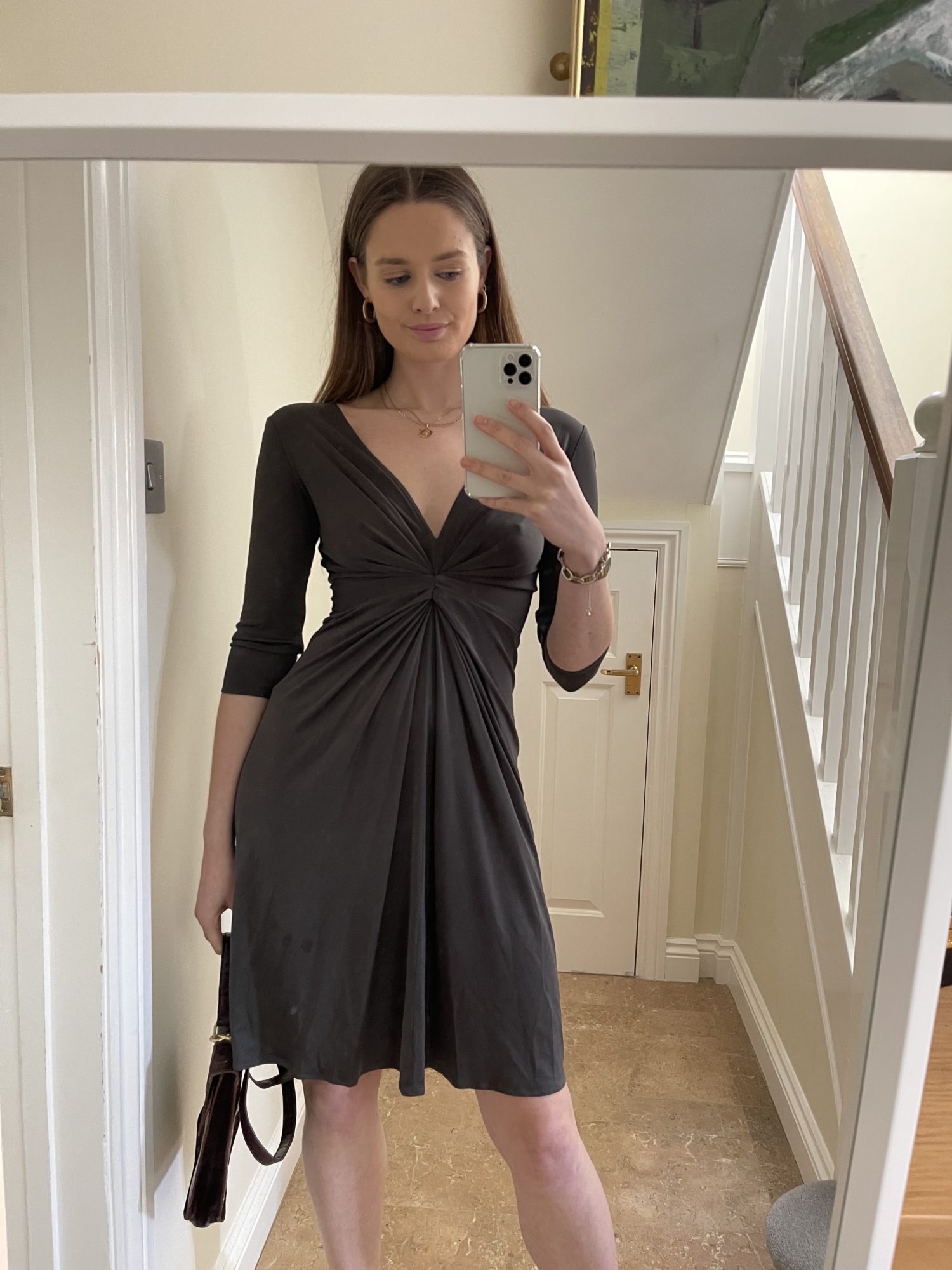 Issa London Silk ruched plunge v neck dress – StyleSwap