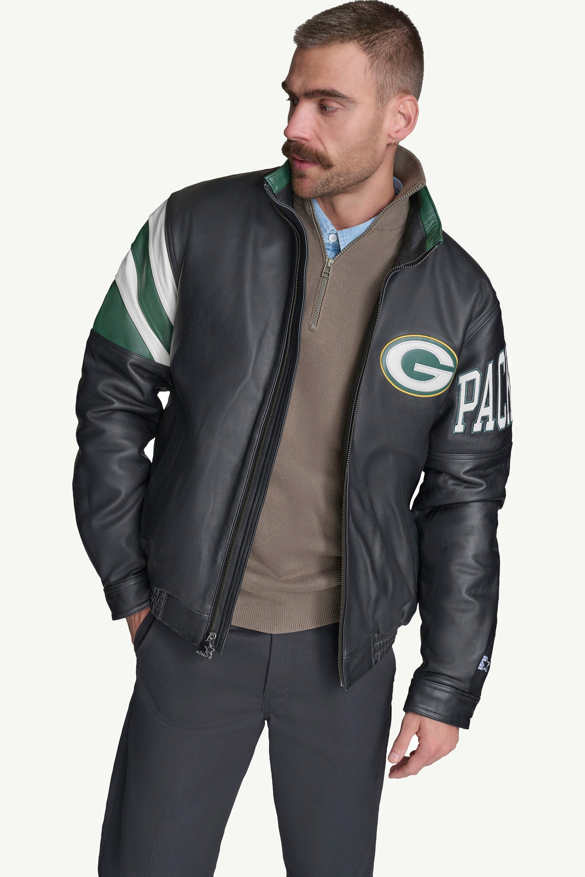 Green Bay Packers Full Zip Leather Jacket | NFL | Starter