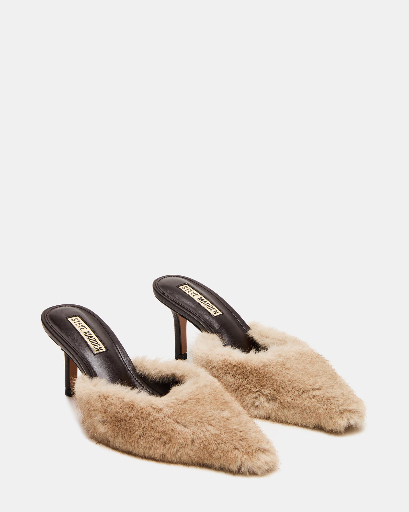 ALEXI Faux Fur Tan Pointed-Toe Mule Women's Heel – Steve Madden