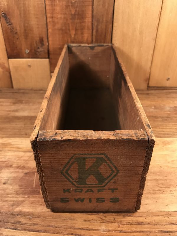 Kraft Process Swiss Cheese Wood Cheese Box クラフト ビンテージ