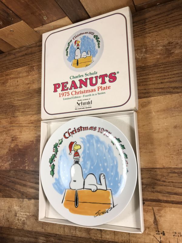 Schmid Peanuts Snoopy 1975 Christmas Plate スヌーピー ビンテージ