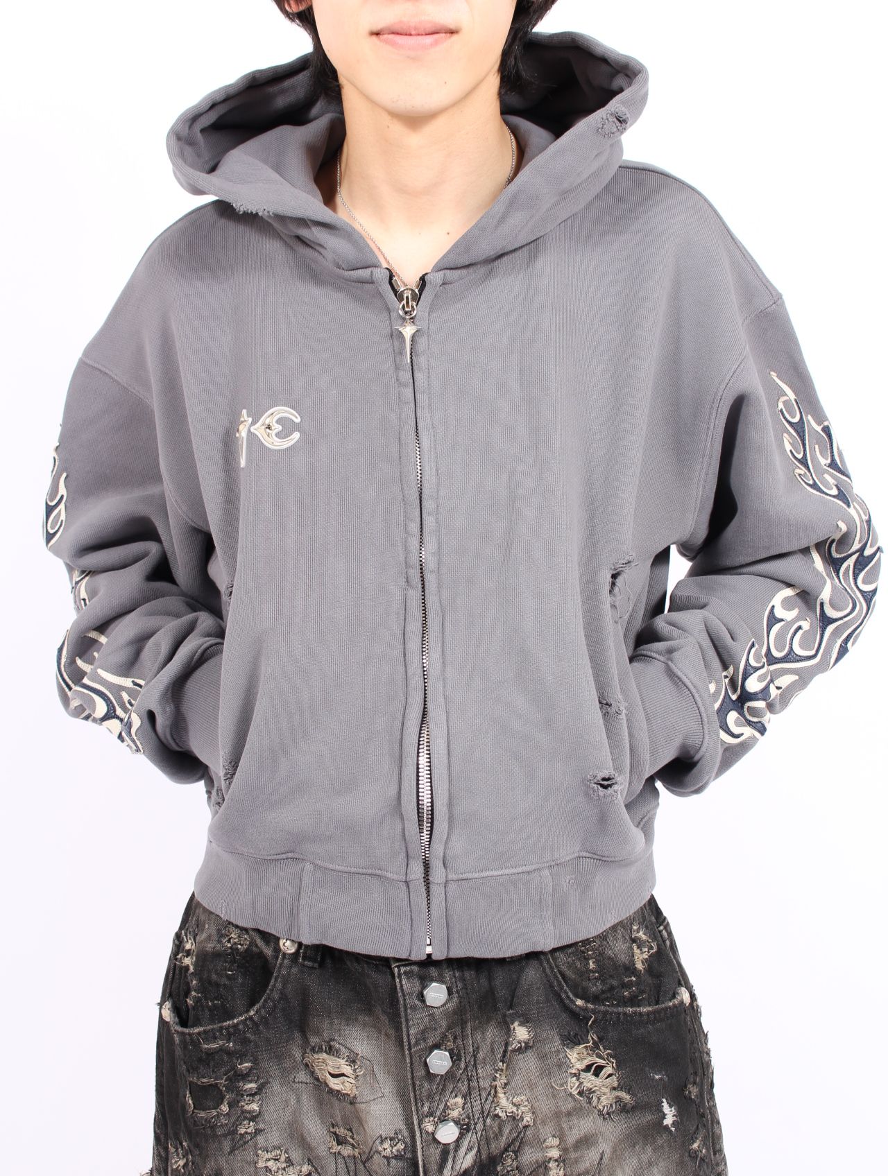 Thug Club - 【25AW】 レザー フレーム クロップド ジップアップ