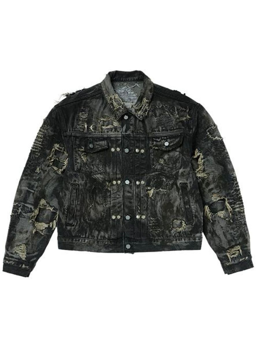 Thug Club - 【25AW】ハードウォッシュド ダメージ デニム ジャケット
