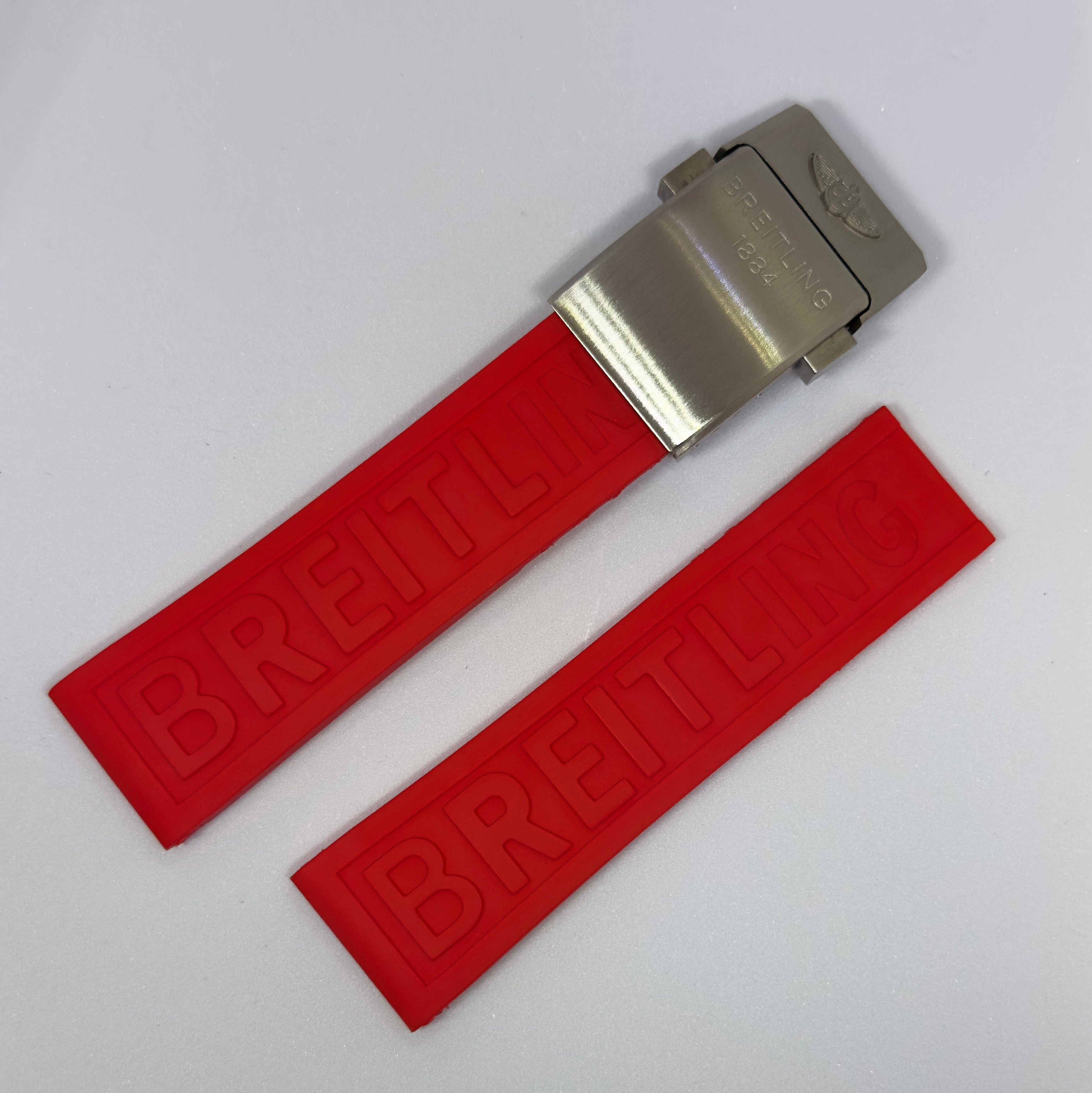Red Breitling Rubber Strap, Band 20mm / 22mm / 24mm – STRAPVERS