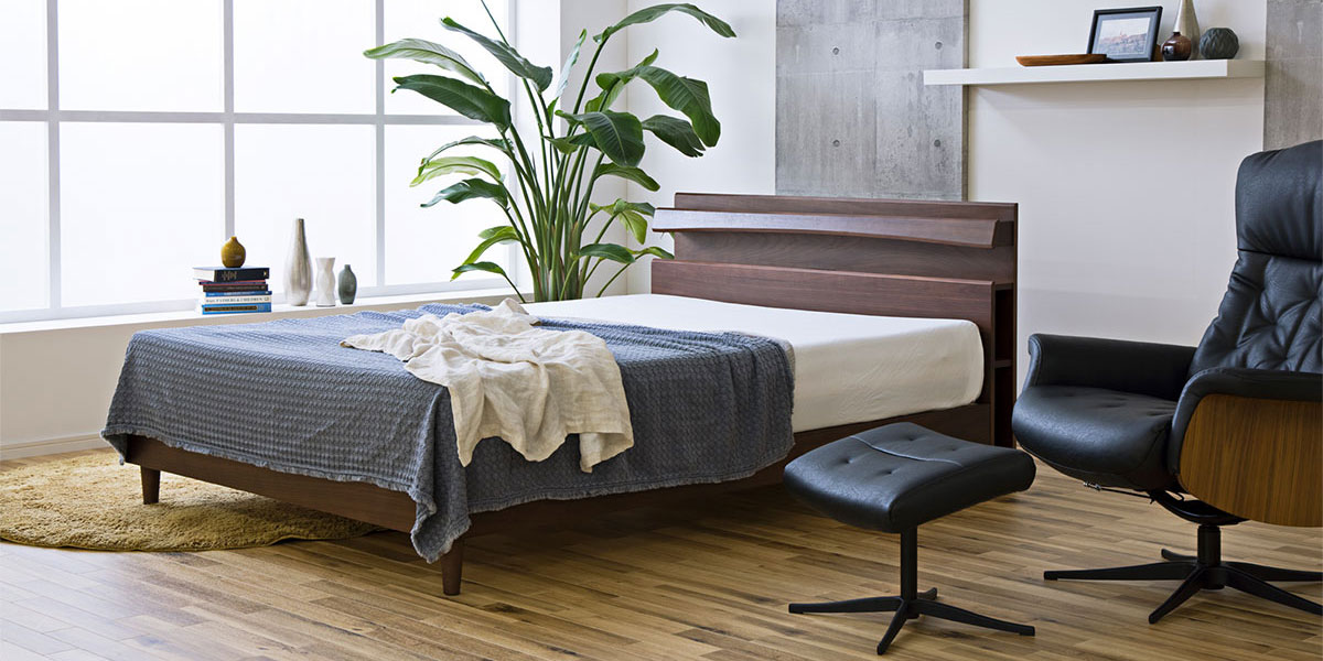 マニエ｜シェララフィアのお洒落なウォールナット材ベッドフレーム