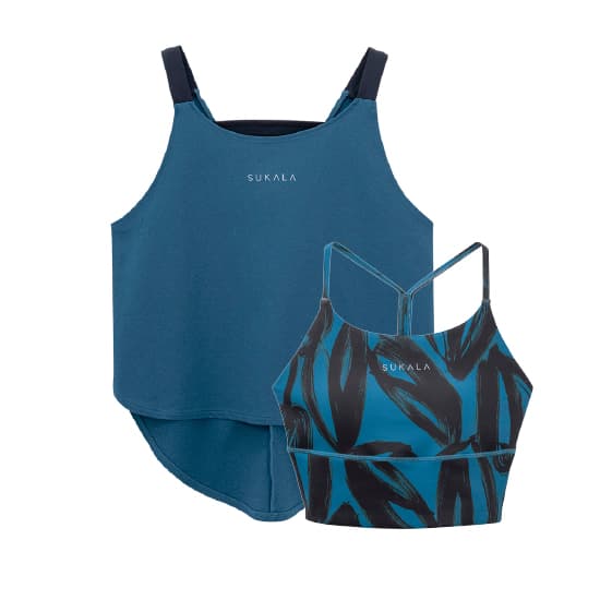 SUKALA】ハートプリントセパレートタンクトップ（M／ネイビーブルー