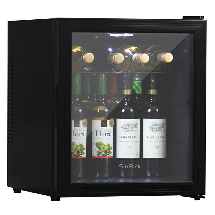 1ドア電子冷蔵庫 16本収納 ガラスドアタイプ SR-W416-K ブラック | SunRuck