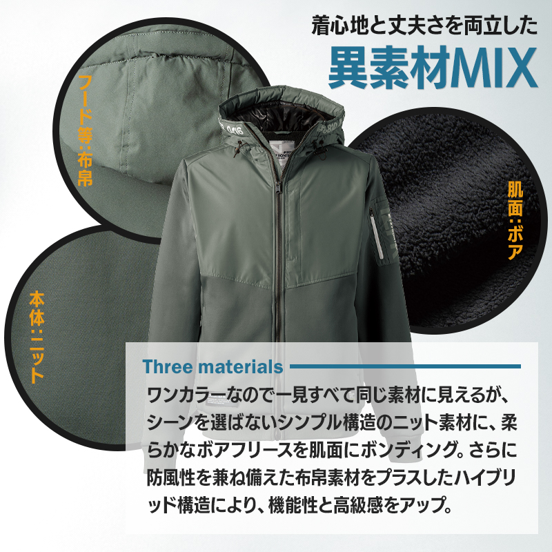 作業服・作業用品 ハイブリットストレッチ裏ボアパーカー アイズ