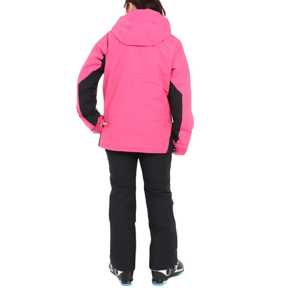 子供用スキーウェア デサント ピンクジャケット 黒パンツ インナーつき