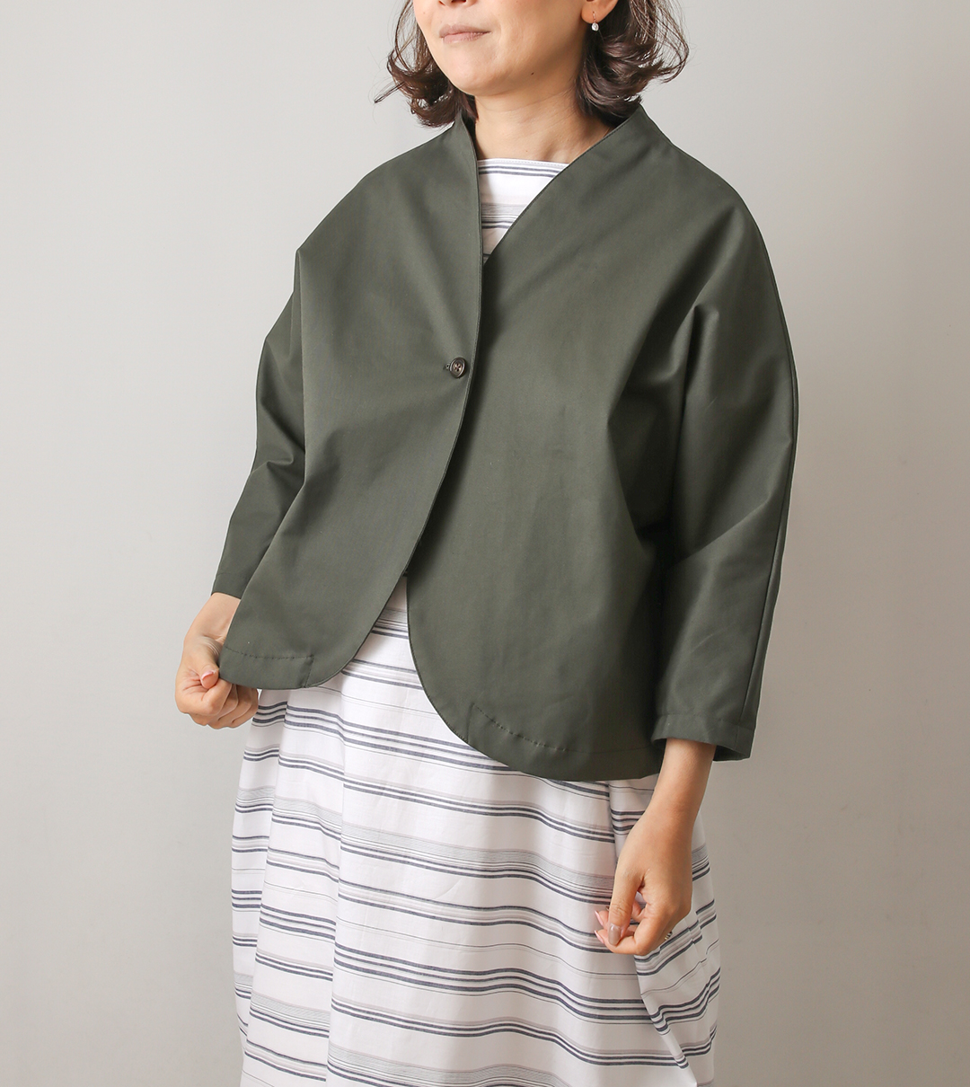 実物大型紙【No556】立ち上がり衿のドルマンショートジャケット (S,M/L