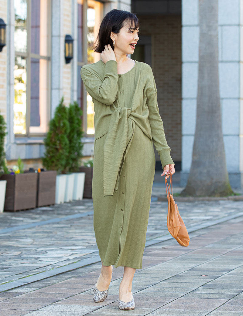 美品cotton yak wool haneycomb waffleワンピース 美品cotton yak wool