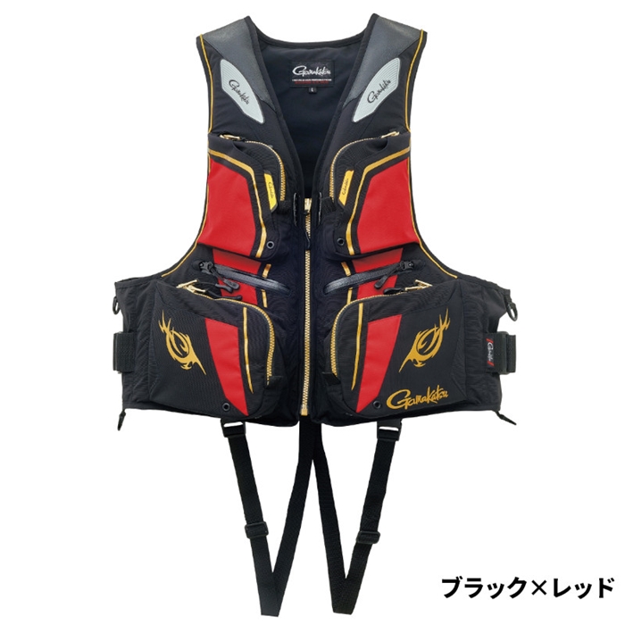 がまかつ フローティングベスト L ブラック×レッド GM2193 - 釣具の