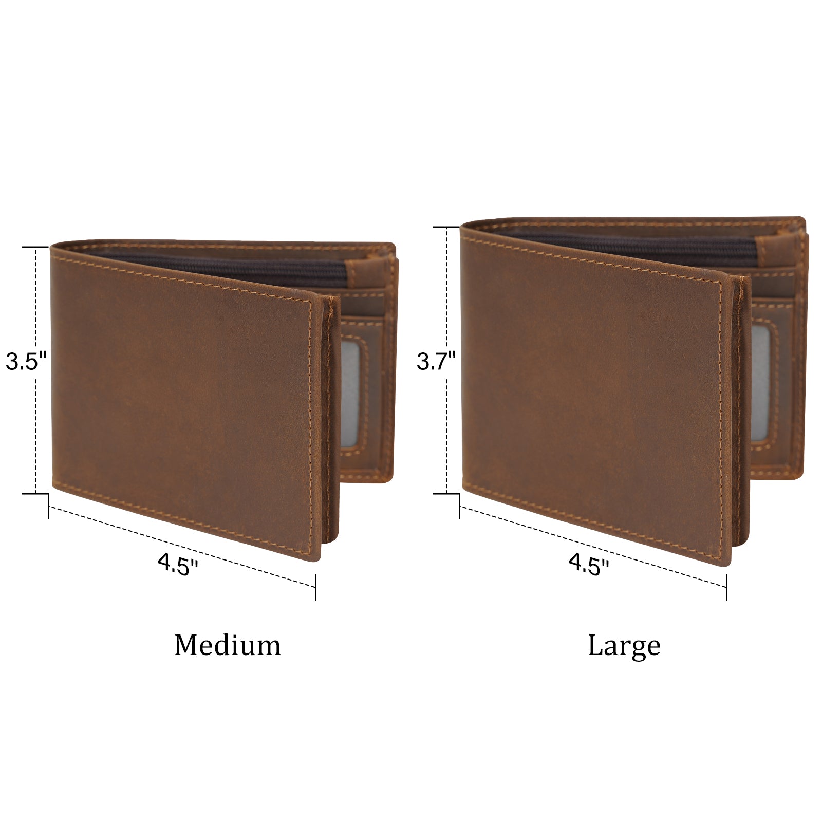 Polare Men's RFID Blocking Cowboy Genuine Natural Crazy Horse Leather