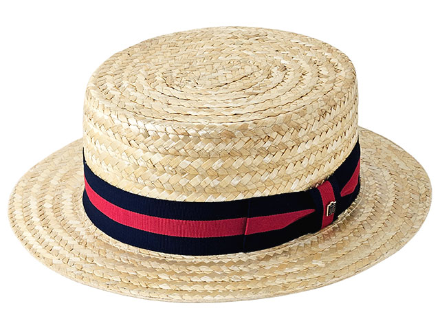 文二郎のカンカン帽 ミスターストライプ（麦ストレート）（ボーター