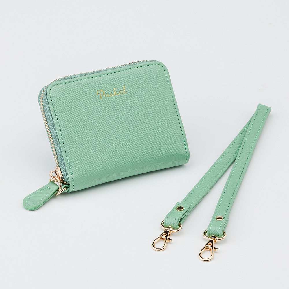 パスケル】大人の為の防犯ブザー ミントグリーン 金具ゴールド色 愛知