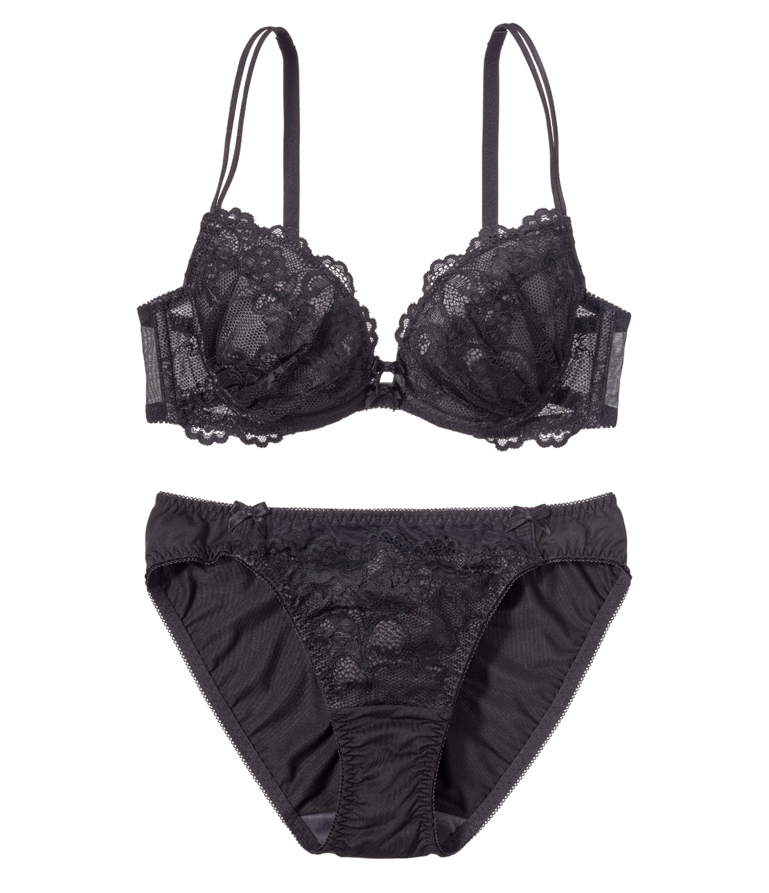 FR2 月桃 沖縄限定下着ブラックブラジャーショーツセットショッパー