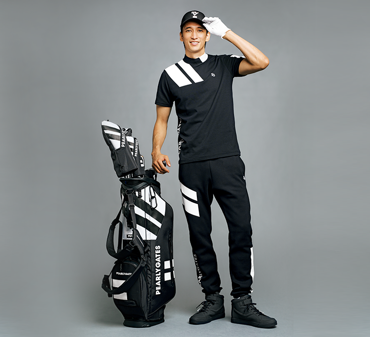 PEARLY GATES 幾何学模様 微起毛パンツ＆キャップセット 新品 PEARLY