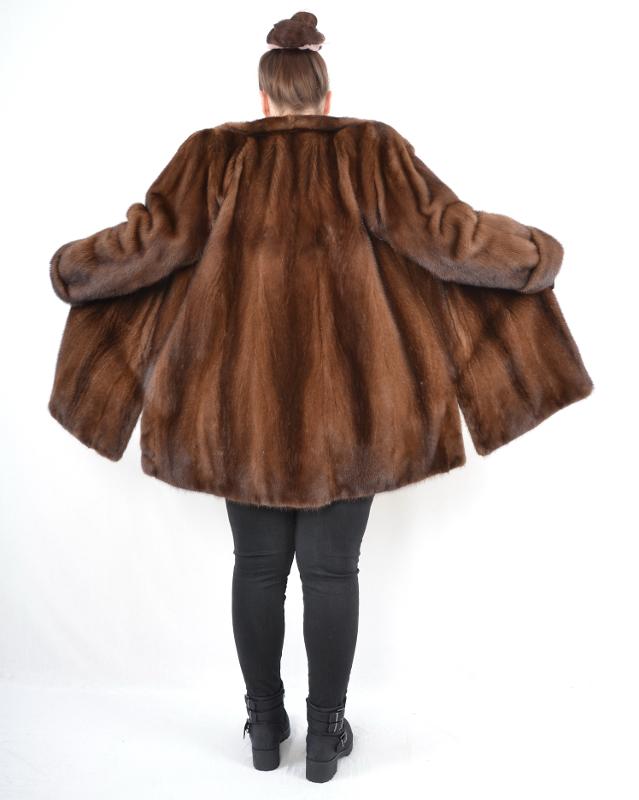 US5327 REAL SAGA MINK FUR JACKET RANCH MINK COAT DEMI BUFF SIZE XL