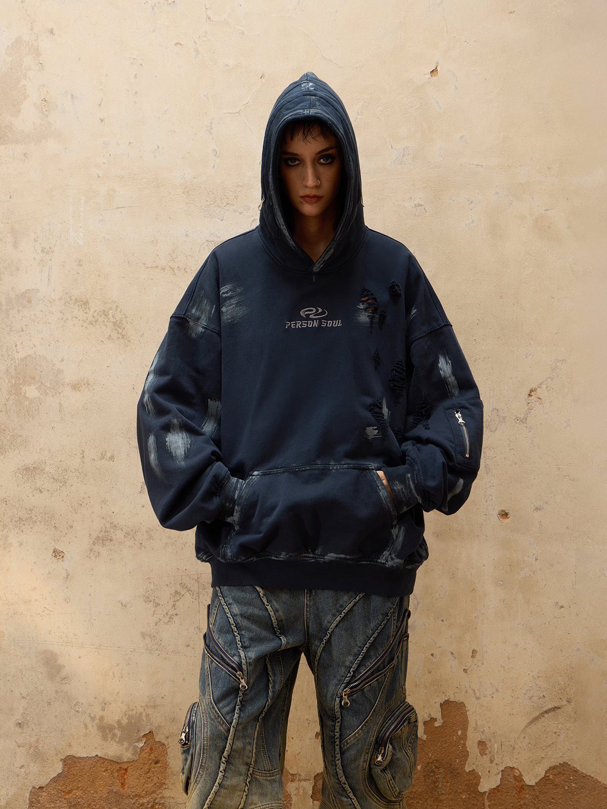 パーソンソウル リップド ダーティー パーカー - personsoul