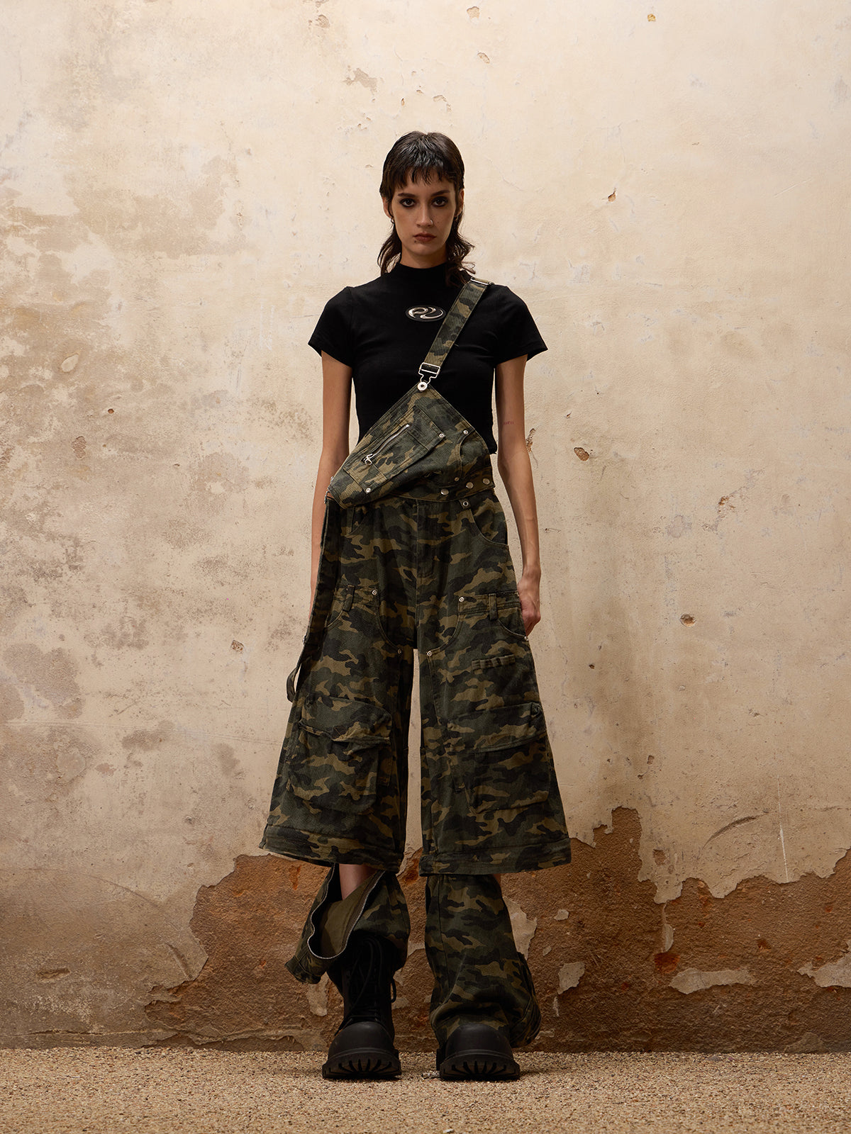Personsoul Camouflage Overalls with Zip-Off Legs - personsoul