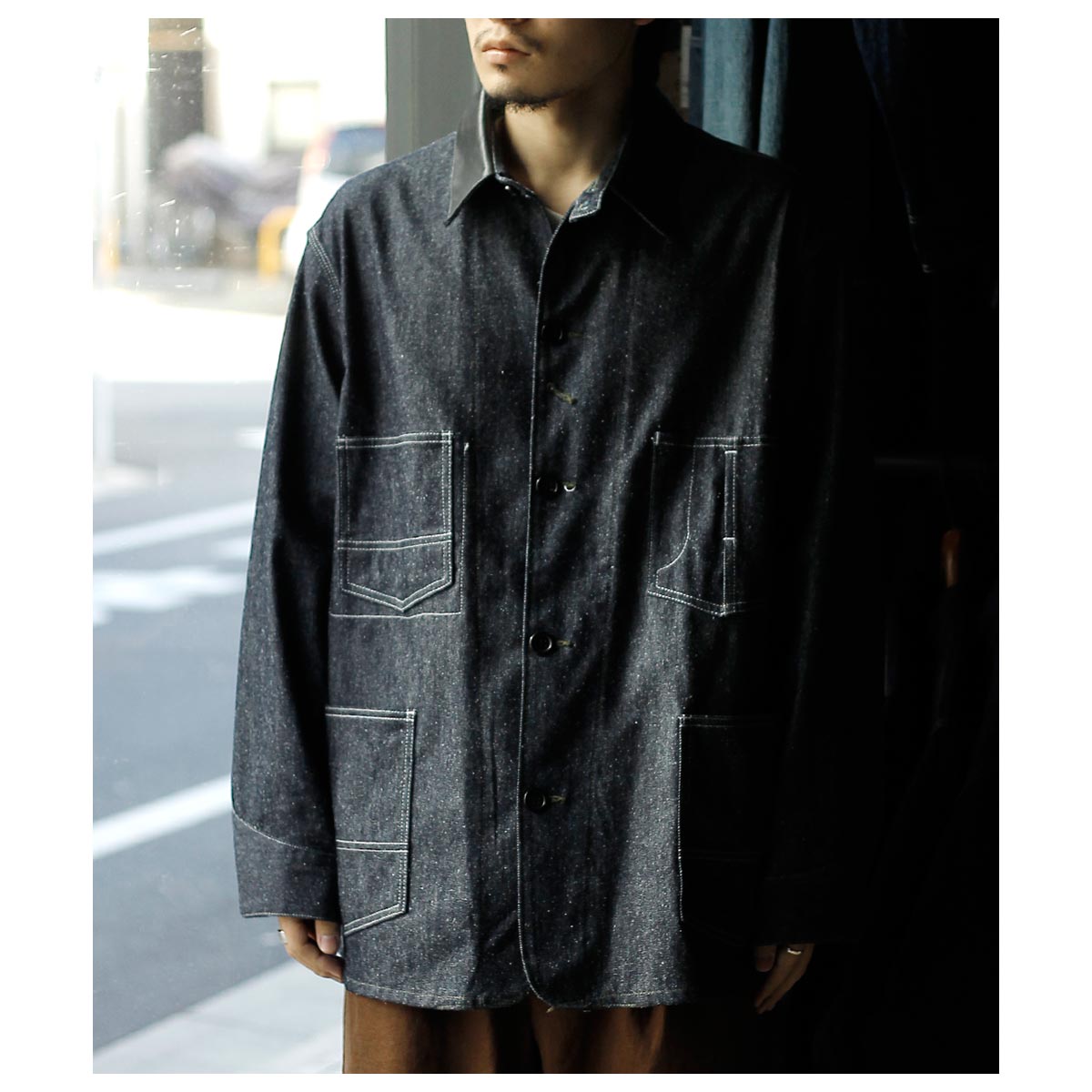 インテリム INTERIM ゴート レザー シルク ノイル デニム 1st