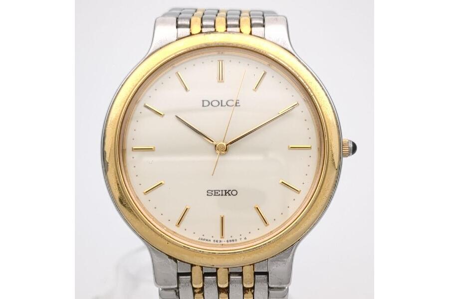 セイコー DOLCE 5E31-6B60 クォーツ SS メタル アイボリー メンズ