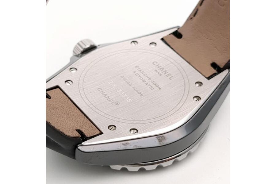 シャネル J12 H0683 オートマチック 腕時計 ブラック レザーベルト