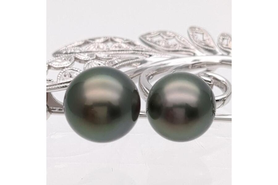 ミキモト パールブローチ K18 7.4g 真珠 9mm 8mm グレー MIKIMOTO 磨き