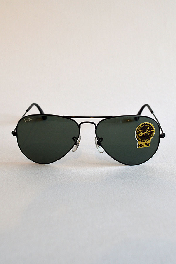 1980'S Dead Stock Ray Ban Aviator Classic Metals Large Metal Black