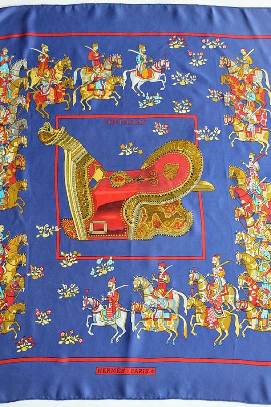 フランス製 HERMES シルク 絹 大判 スカーフ ヴィンテージ オールド