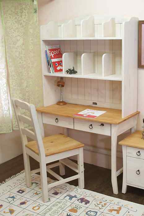 フレンチアンティーク学習机｜バレンシア本棚付き単品｜木製取手