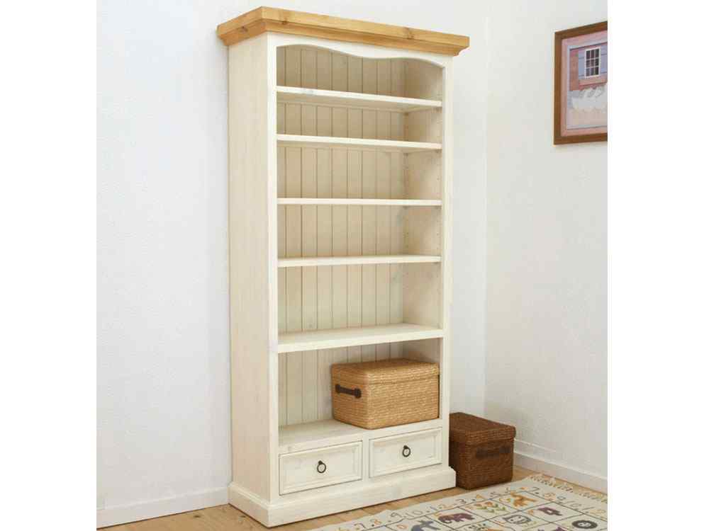 白いカントリー本棚｜KS-02｜ノック取手｜MW色