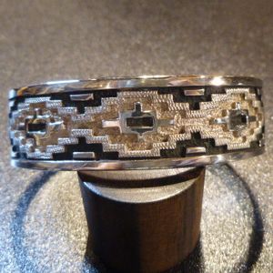 ナバホ Dan・Jackson ダン・ジャクソン ラグ柄オーバレイ バングル