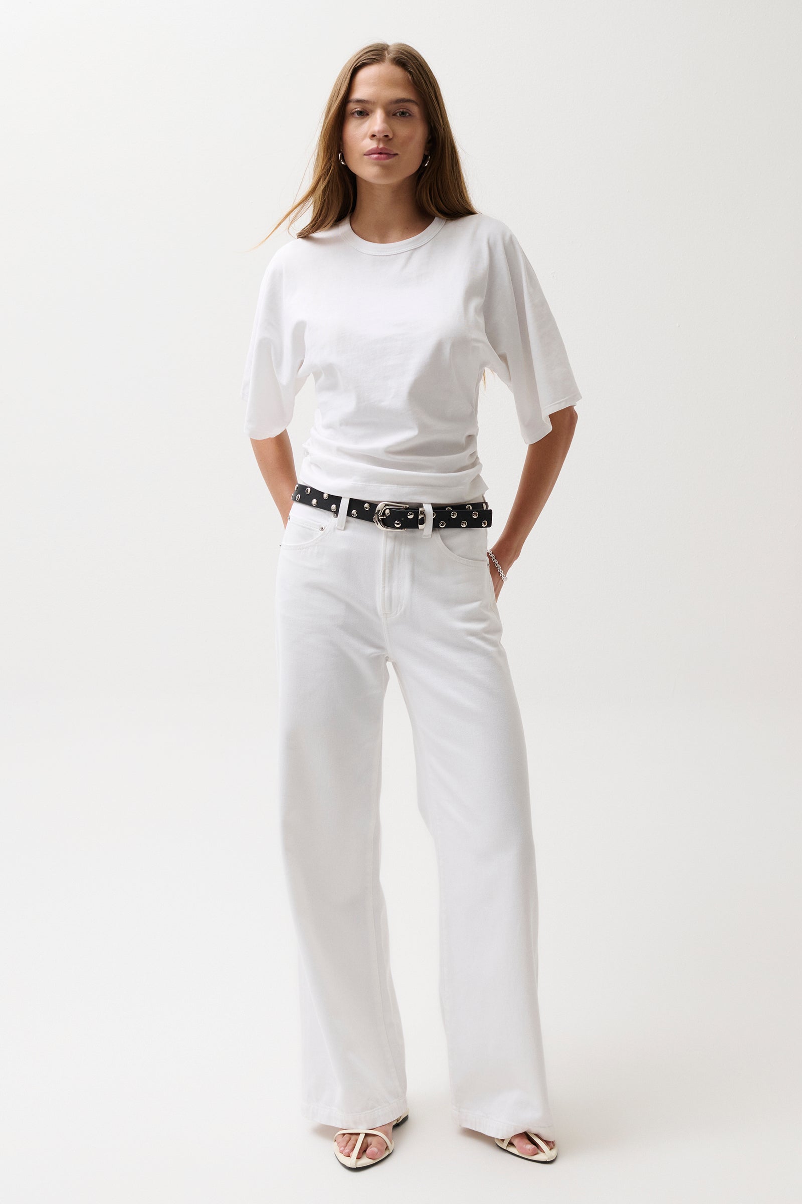 Jadyn Low Slung Palazzo Jean - Vivid White – Pistola Denim