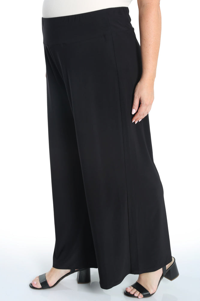 Vikki Vi Jersey Black Wide Leg Pull on Pant – PlusbyDesign.com