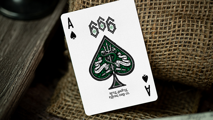 666 Green Playing Cards by Riffle Shuffle