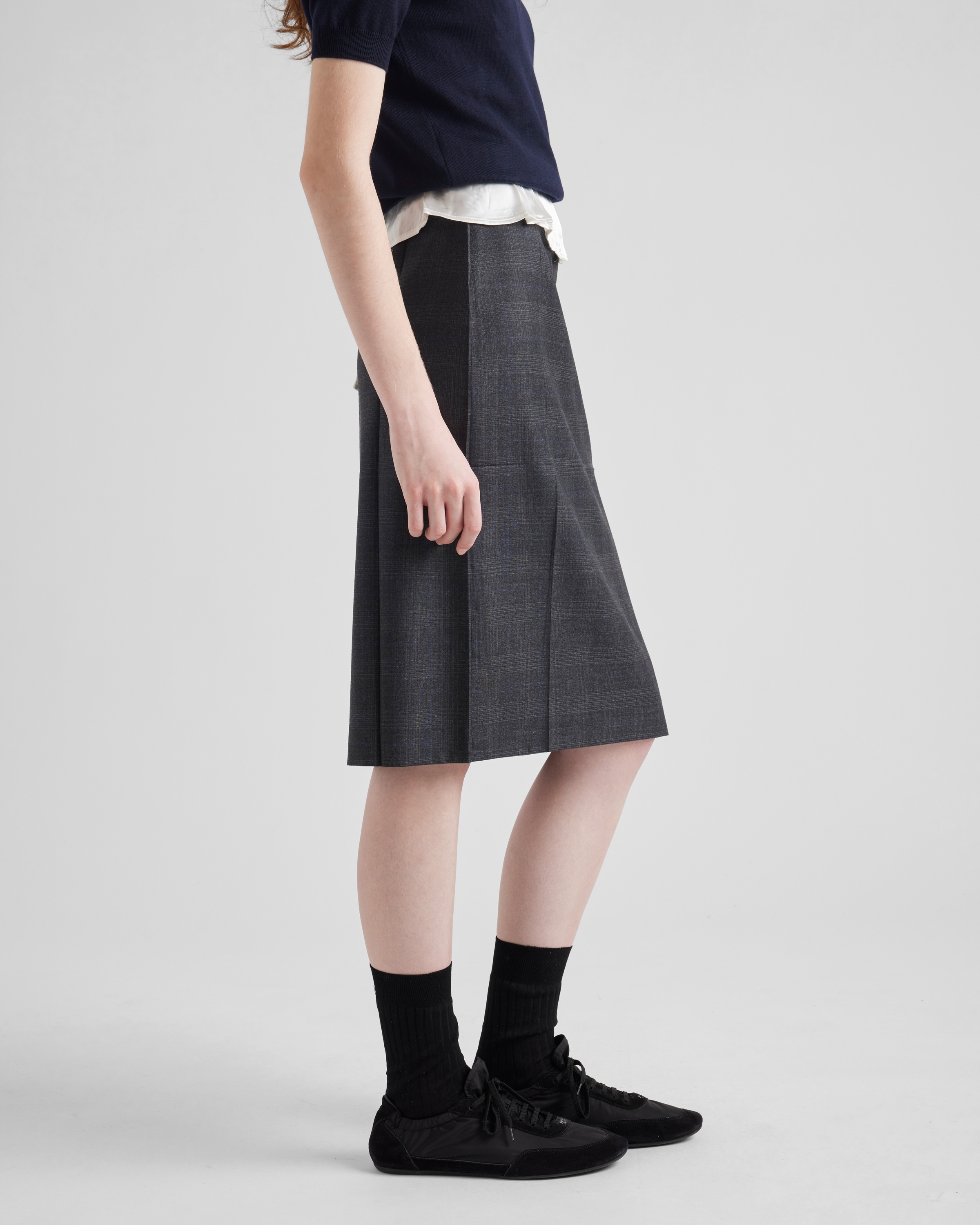 Anthracite Gray Wool Skirt | PRADA