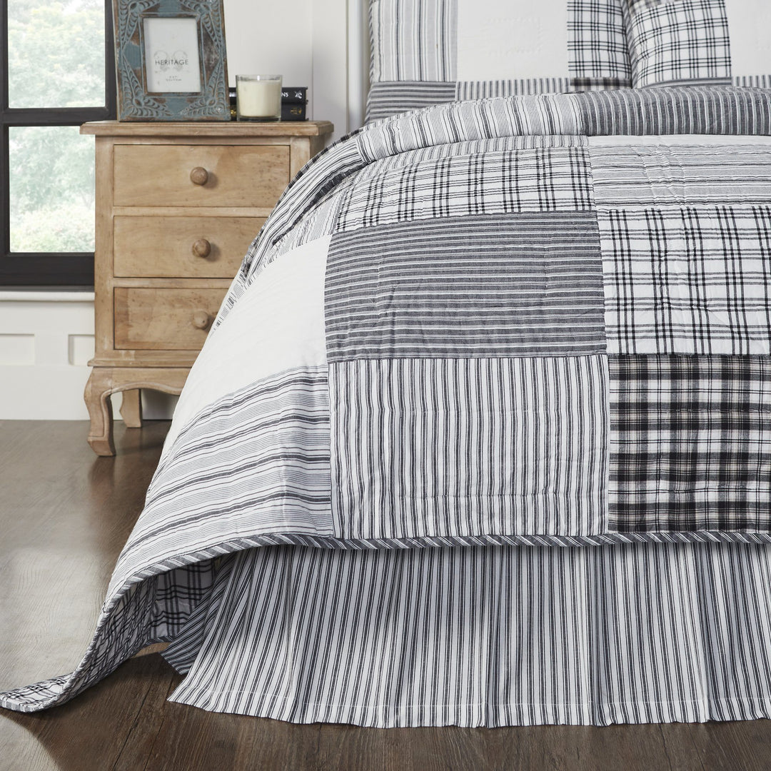 VHC Brands Sawyer Mill Black Ticking Stripe Quilt Bundle