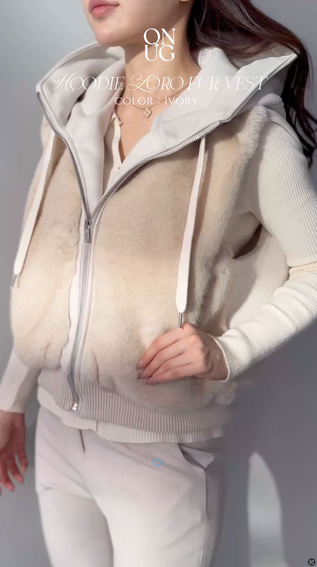 クン フーディーLoroファーベスト カラー:モカ、アイボリー