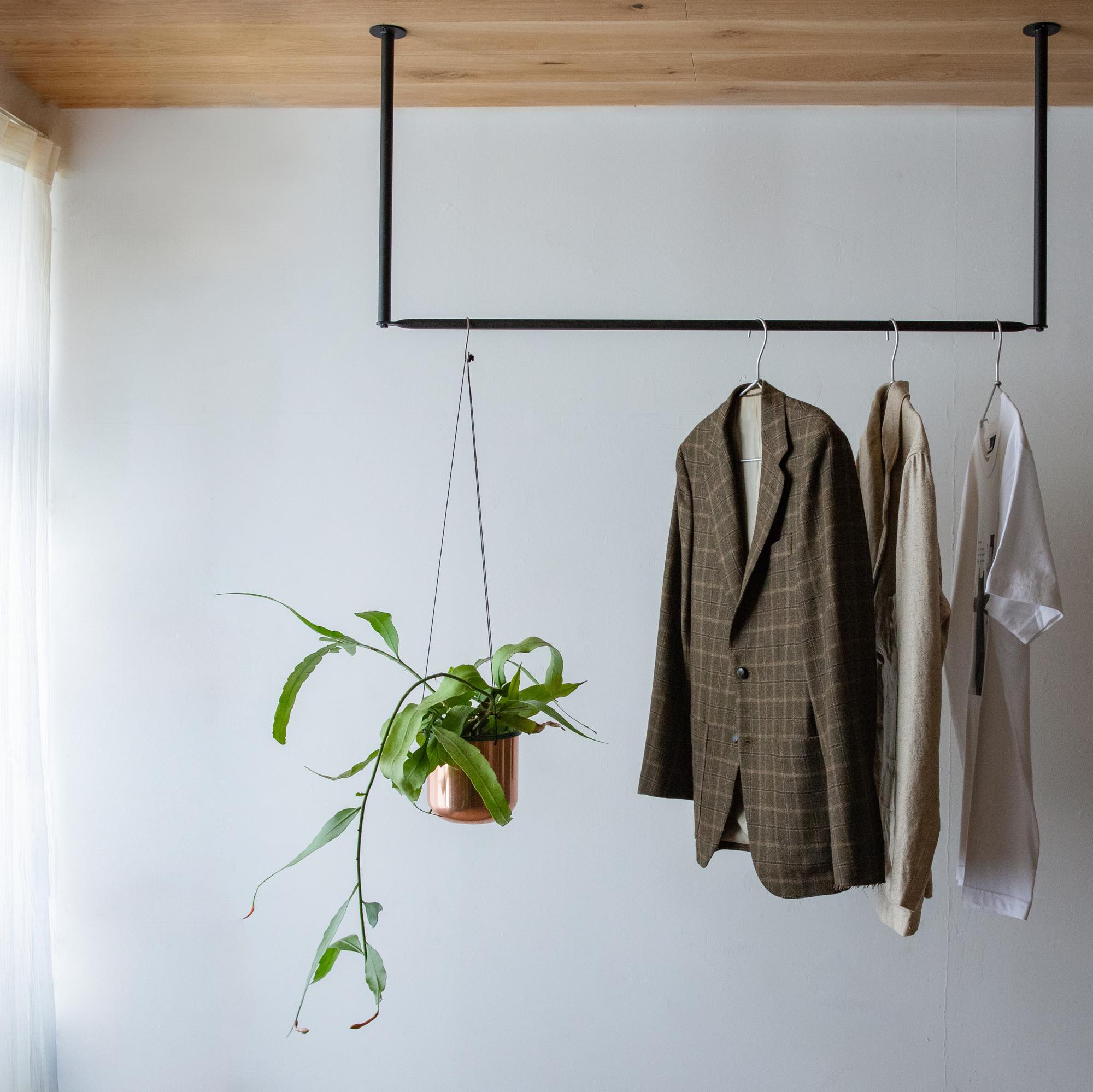 ランドリーハンガーパイプ 水平パイプ W900 ブラック | PS-HB012-20